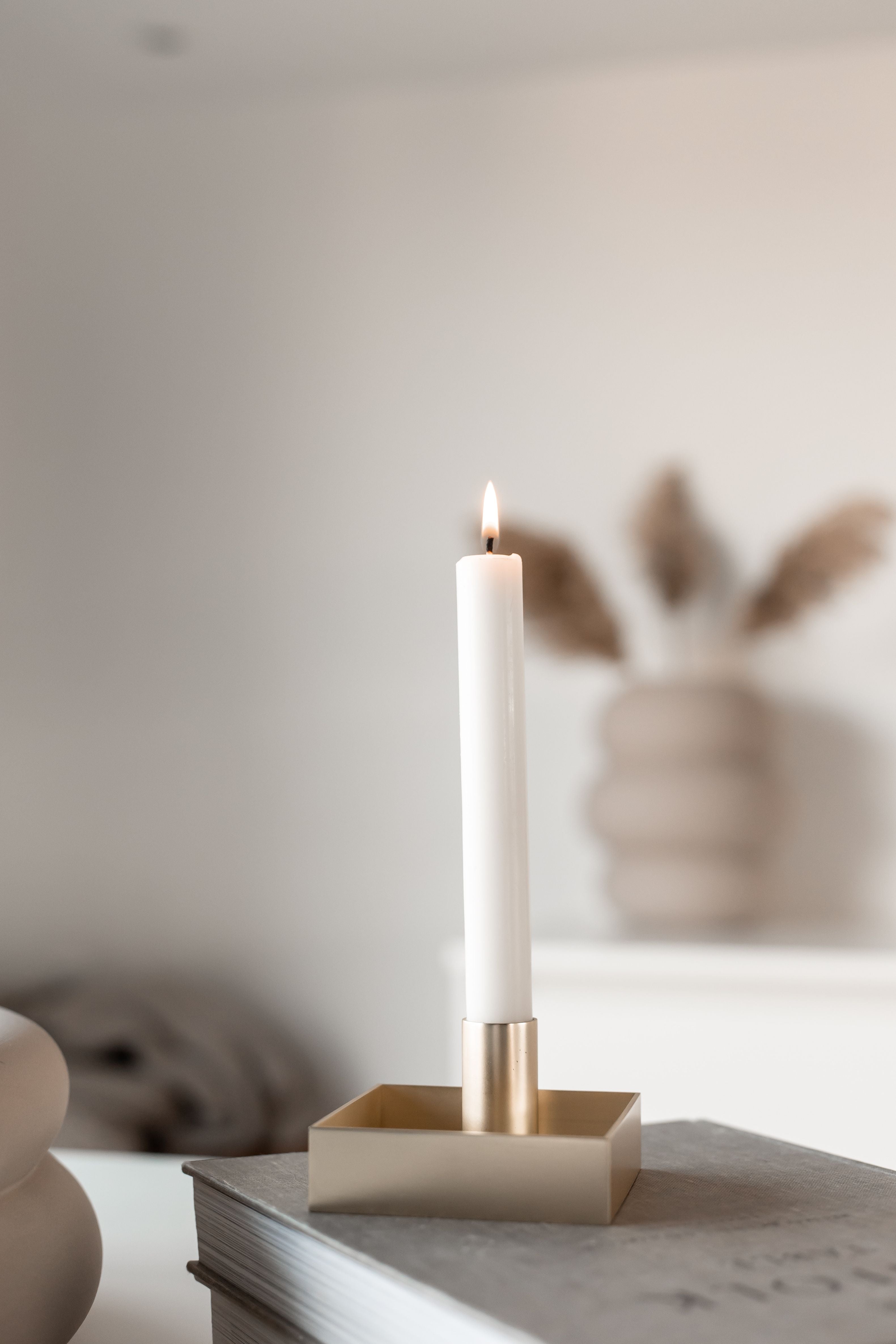 Malling Living Edge Candle Holder, Brass Polished