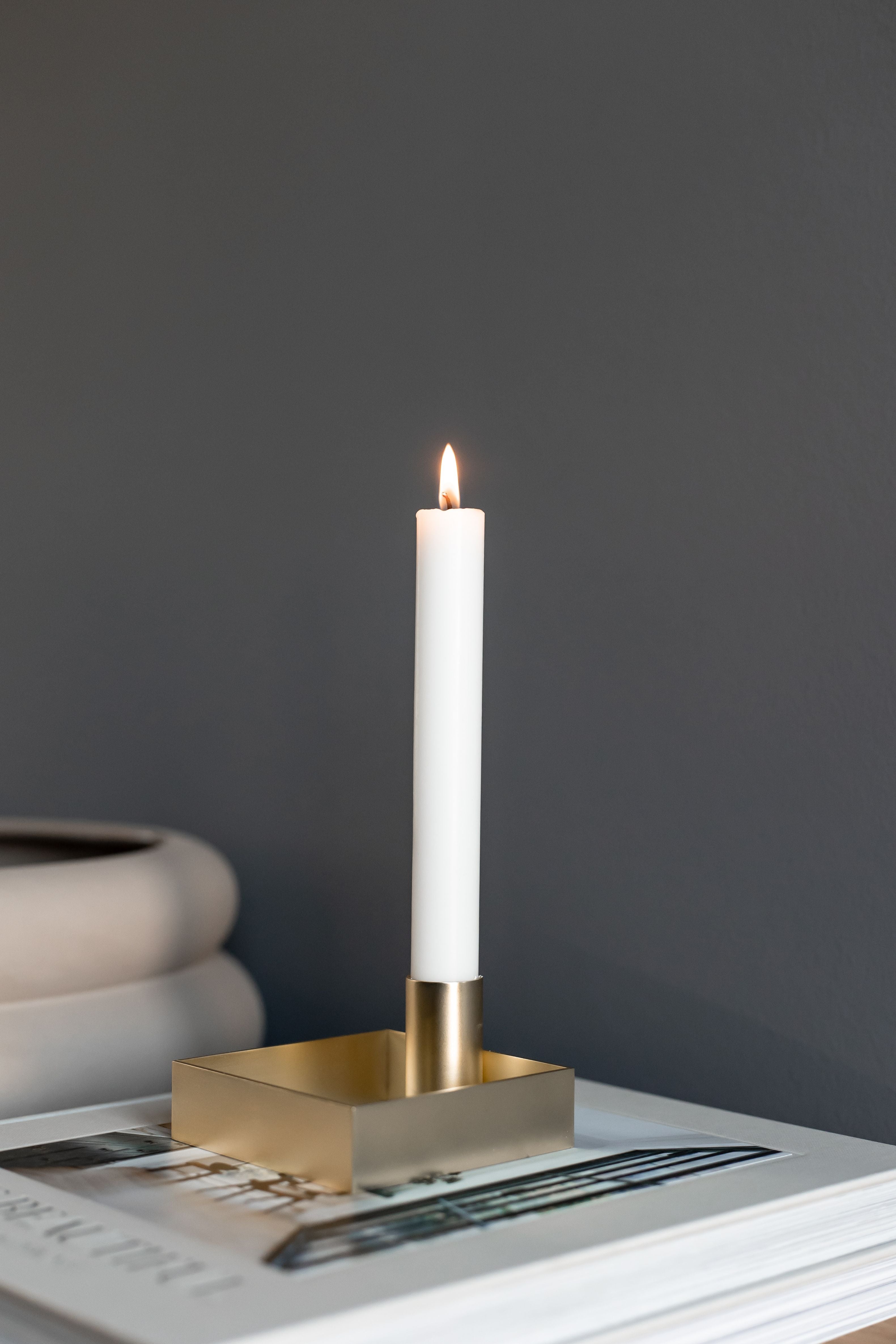 Malling Living Edge Candle Holder, Brass Polished