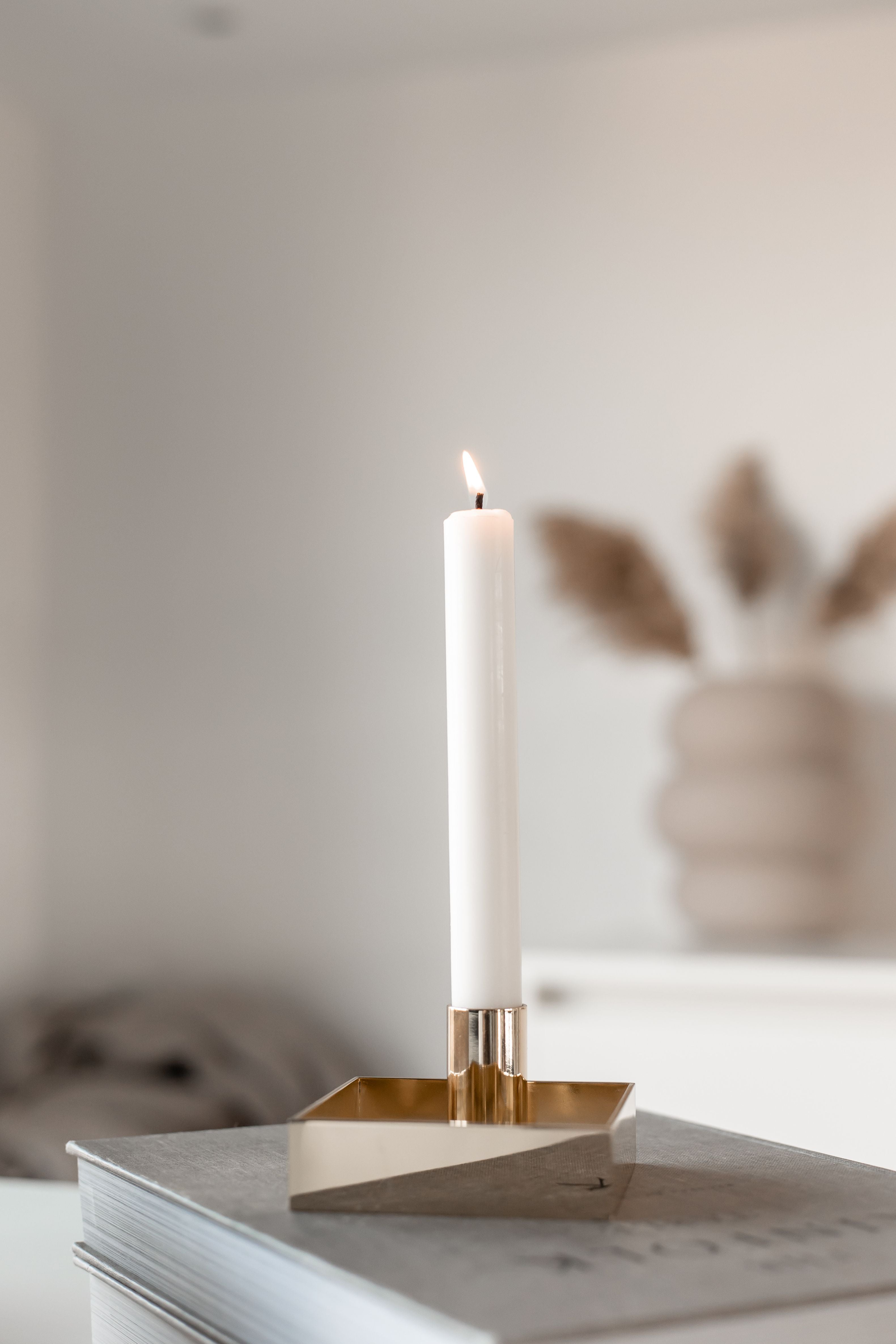 Malling Living Edge Candle Holder, Brass Polished