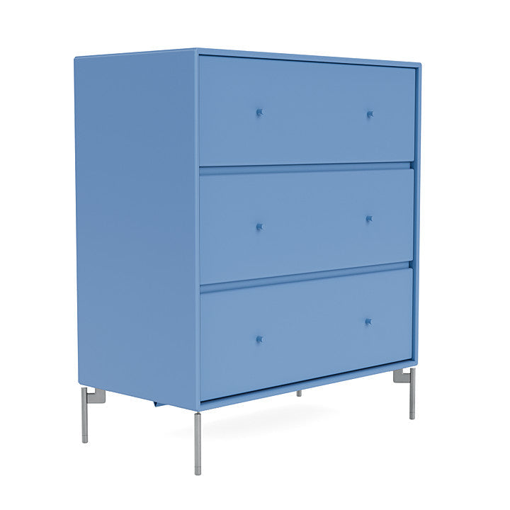 Montana Carry Dresser With Legs, Azure Blue/Matt Chrome