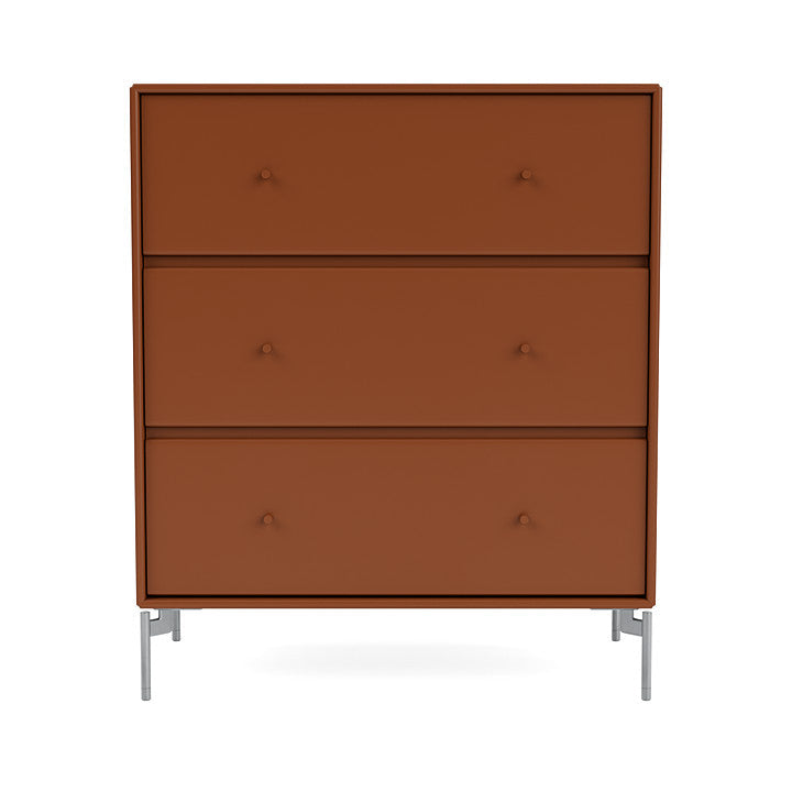 Montana Carry Dresser With Legs, Hazelnut/Matt Chrome