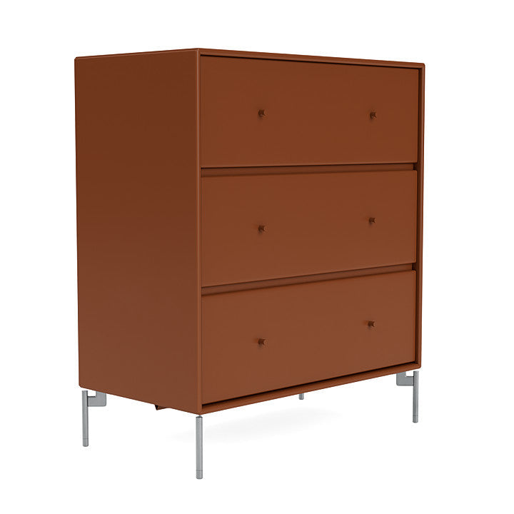 Montana Carry Dresser With Legs, Hazelnut/Matt Chrome