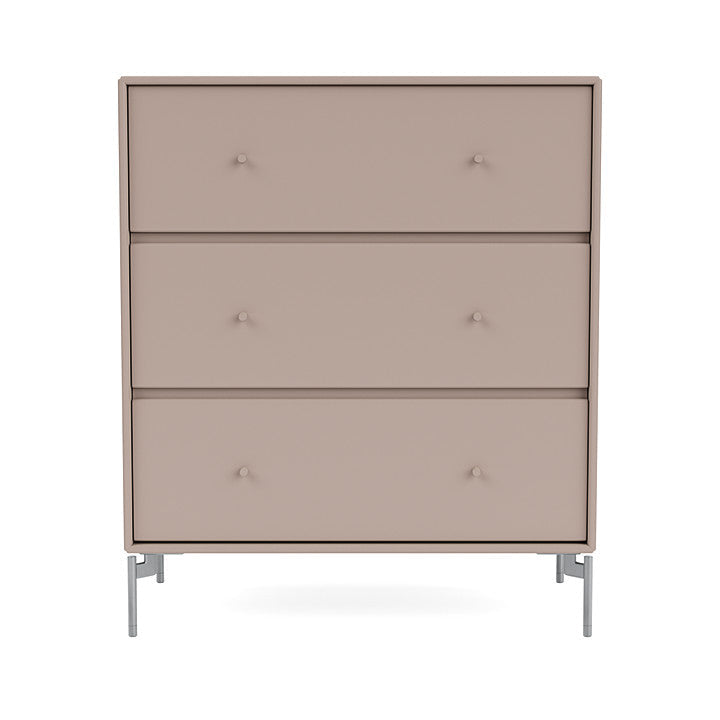 Montana Carry Dresser With Legs, Mushroom Brown/Matt Chrome