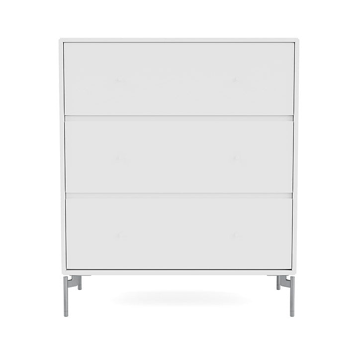 Montana Carry Dresser With Legs, New White/Matt Chrome