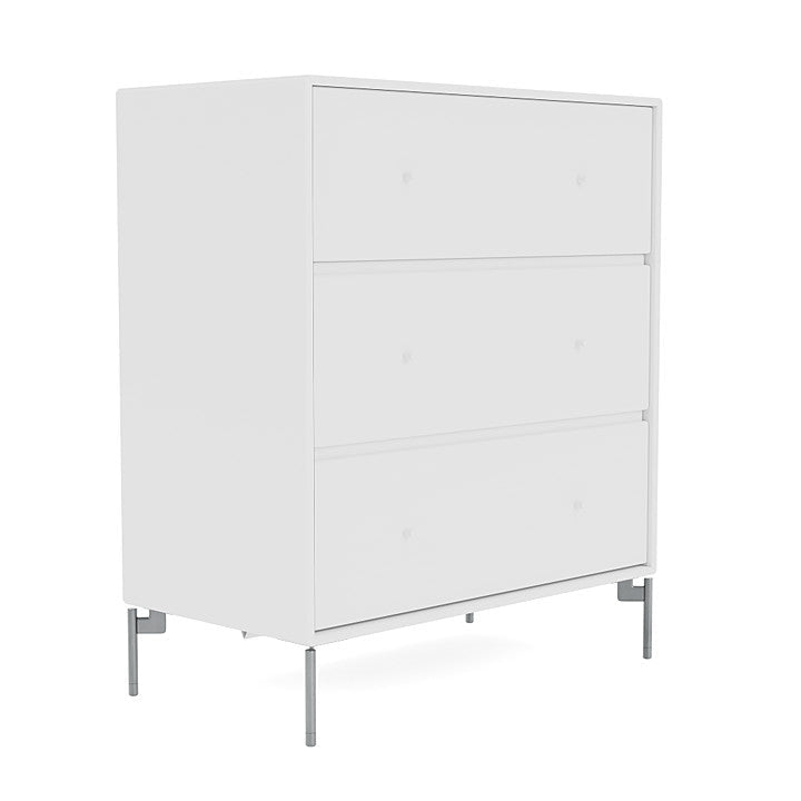 Montana Carry Dresser With Legs, New White/Matt Chrome