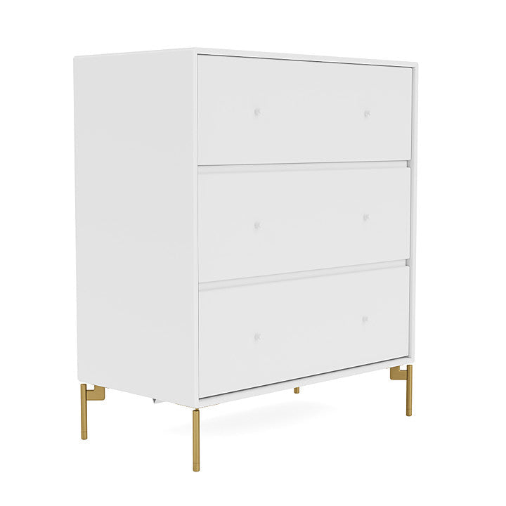 Montana Carry Dresser With Legs, Snow White/Brass