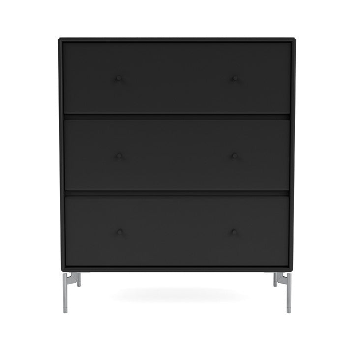 Montana Carry Dresser With Legs, Black/Matt Chrome