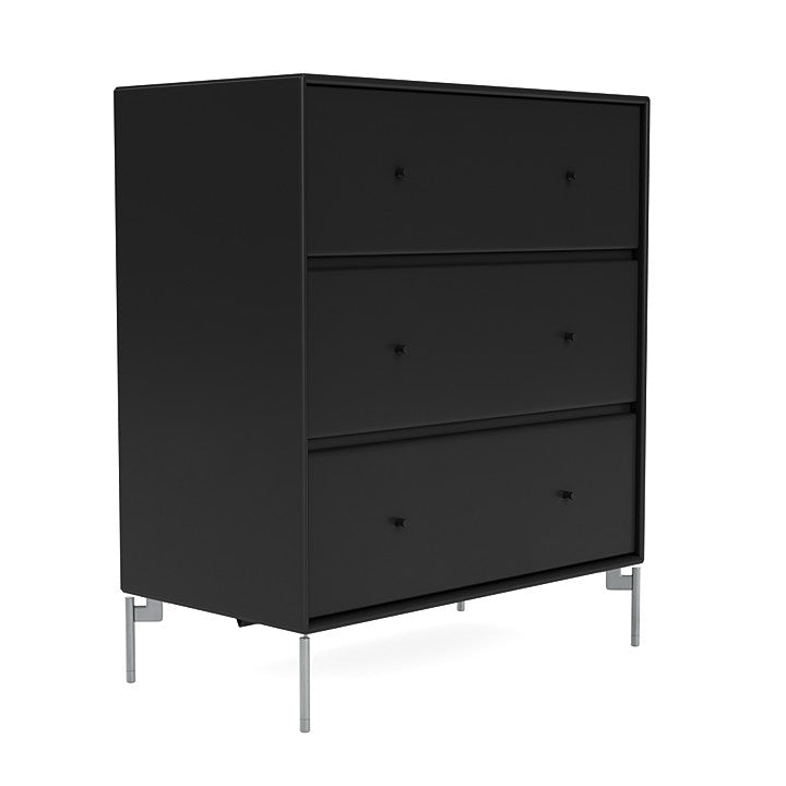 Montana Carry Dresser With Legs, Black/Matt Chrome