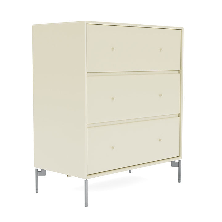 Montana Carry Dresser With Legs, Vanilla/Matt Chrome