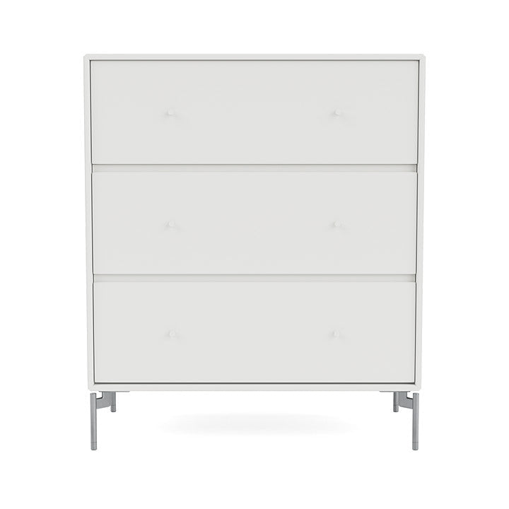 Montana Carry Dresser With Legs, White/Matt Chrome