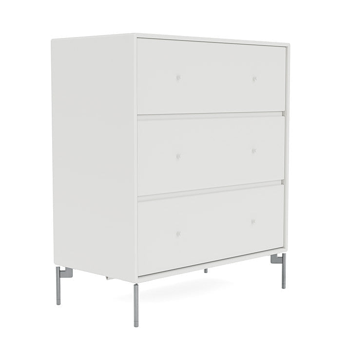 Montana Carry Dresser With Legs, White/Matt Chrome