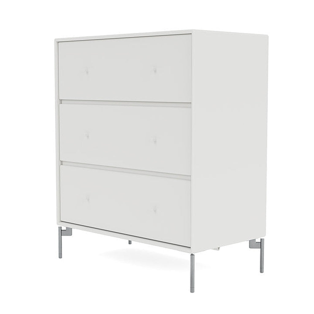 Montana Carry Dresser With Legs, White/Matt Chrome