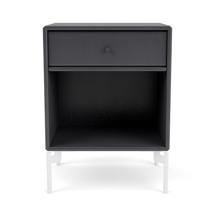 Montana Dream Nightstand With Legs, Coal Black/Snow White