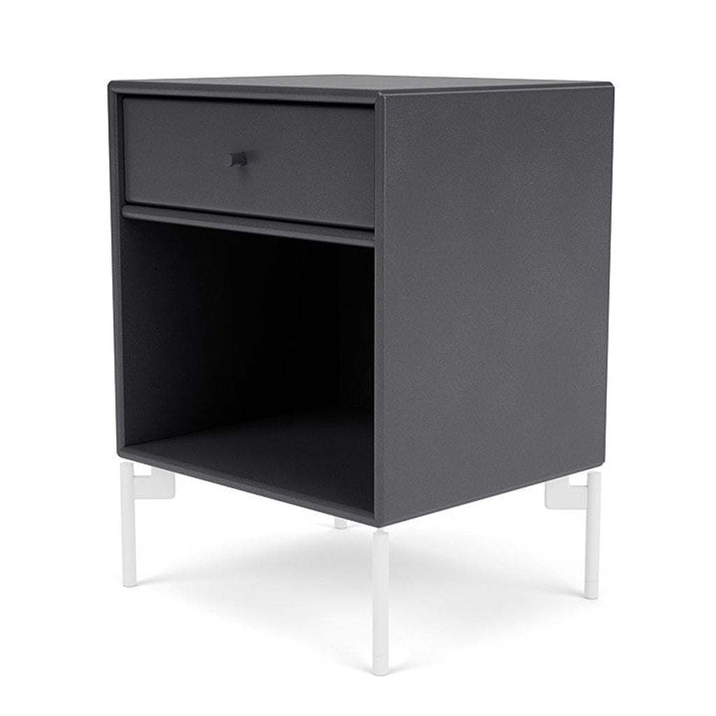 Montana Dream Nightstand With Legs, Coal Black/Snow White