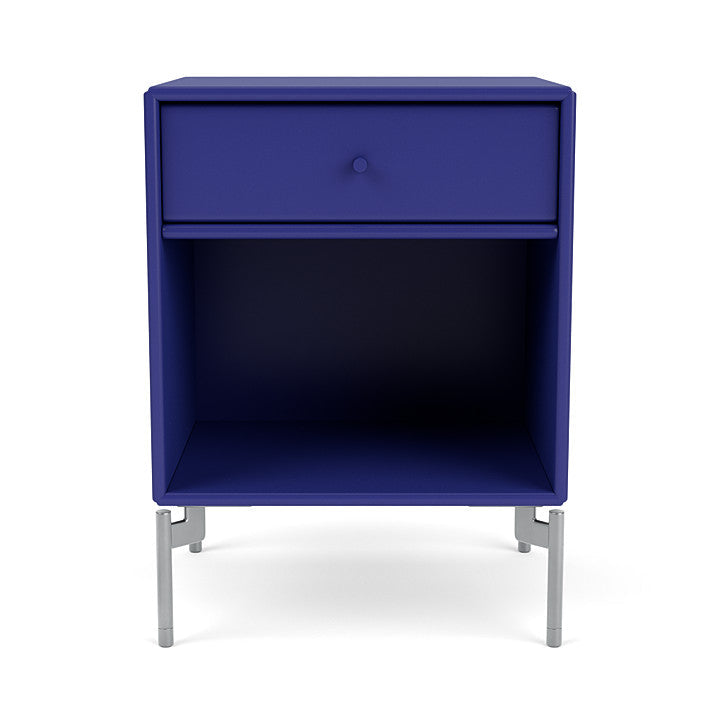 Montana Dream Nightstand With Legs, Monarch Blue/Matt Chrome