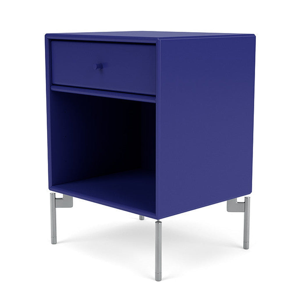 Montana Dream Nightstand With Legs, Monarch Blue/Matt Chrome