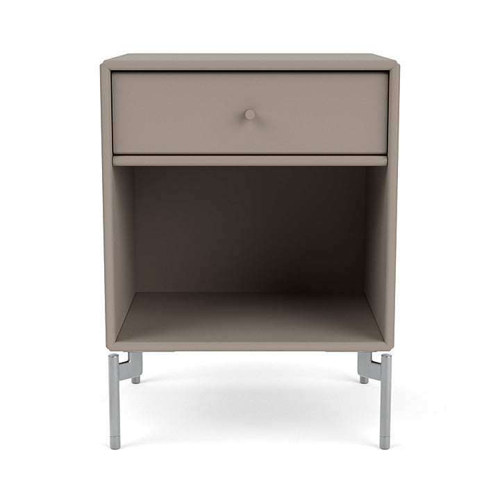 Montana Dream Nightstand With Legs, Truffle/Matt Chrome