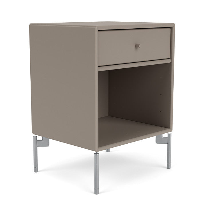 Montana Dream Nightstand With Legs, Truffle/Matt Chrome