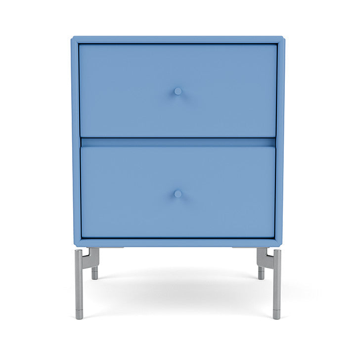 Montana Drift Drawer Module With Legs, Azure Blue/Matt Chrome