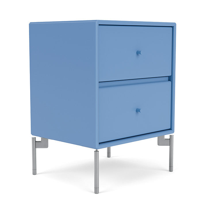 Montana Drift Drawer Module With Legs, Azure Blue/Matt Chrome