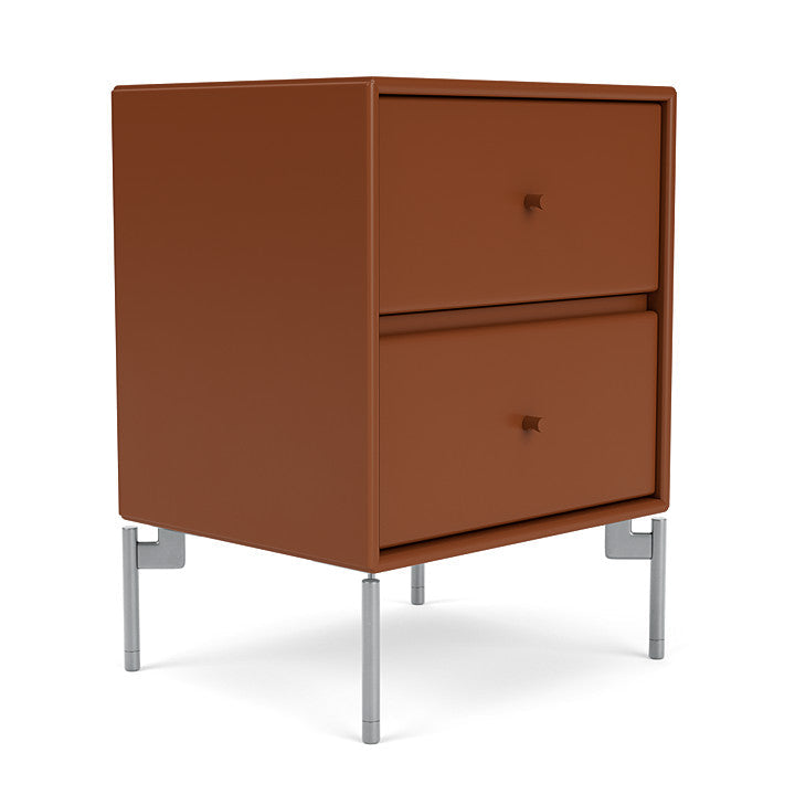 Montana Drift Drawer Module With Legs, Hazelnut/Matt Chrome