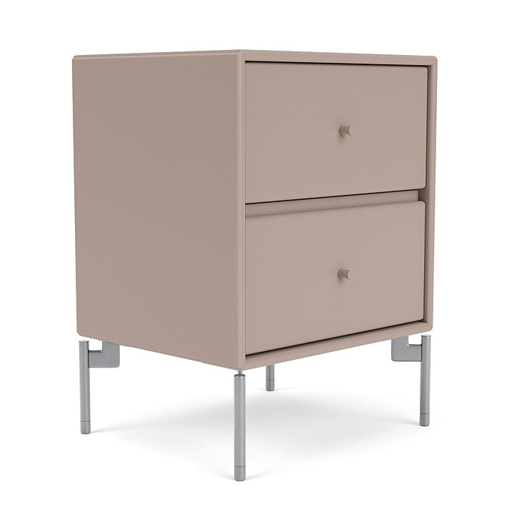 Montana Drift Drawer Module With Legs, Mushroom Brown/Matt Chrome