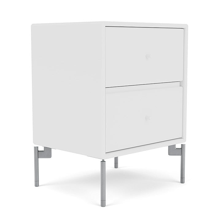 Montana Drift Drawer Module With Legs, New White/Matt Chrome