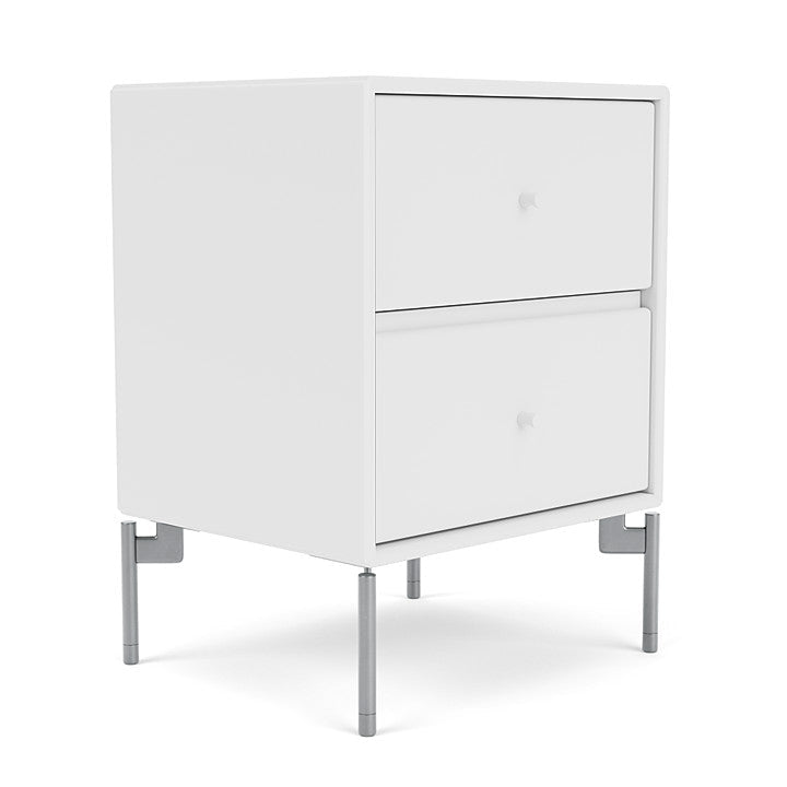 Montana Drift Drawer Module With Legs, Snow White/Matt Chrome