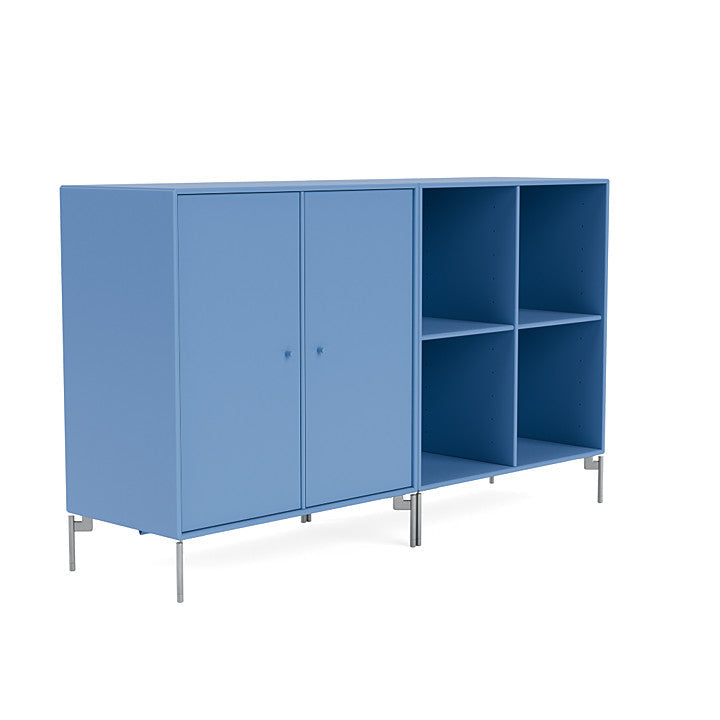 Montana Pair Classic Sideboard With Legs, Azure Blue/Matt Chrome