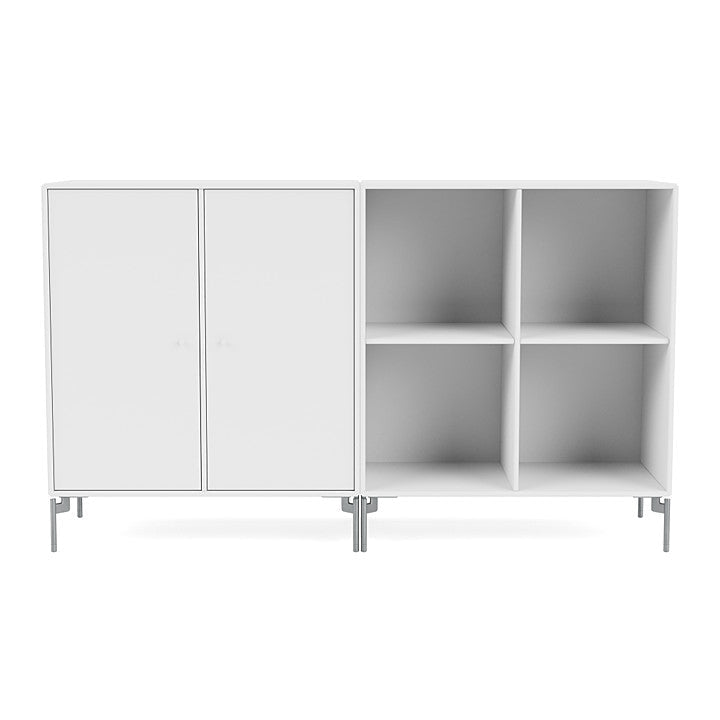 Montana Pair Classic Sideboard With Legs, Snow White/Matt Chrome