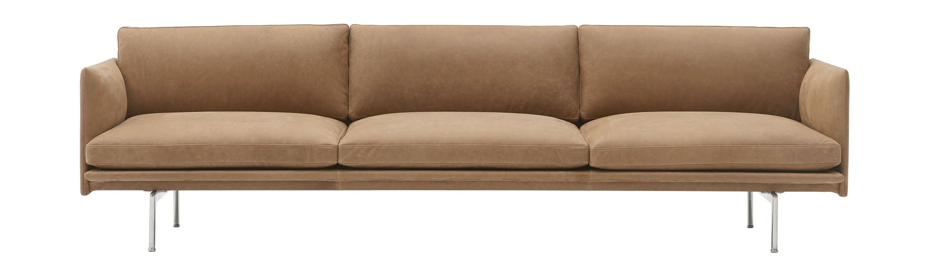 Muuto Outline Sofa 3 Seater Grace Leather, Camel/Aluminum