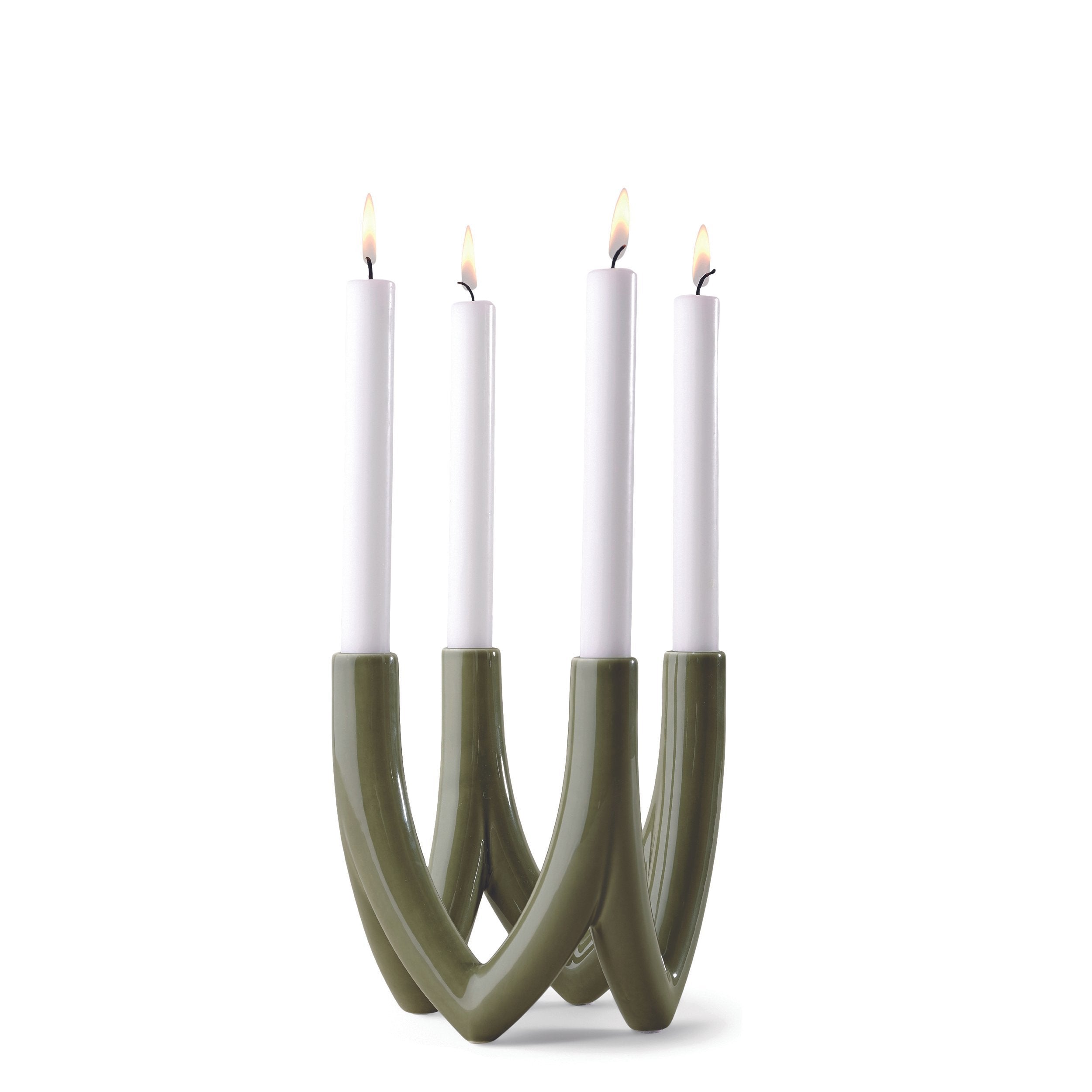 Ro Collection Chandelier Candle Holder With 4 Arms, Olive Green