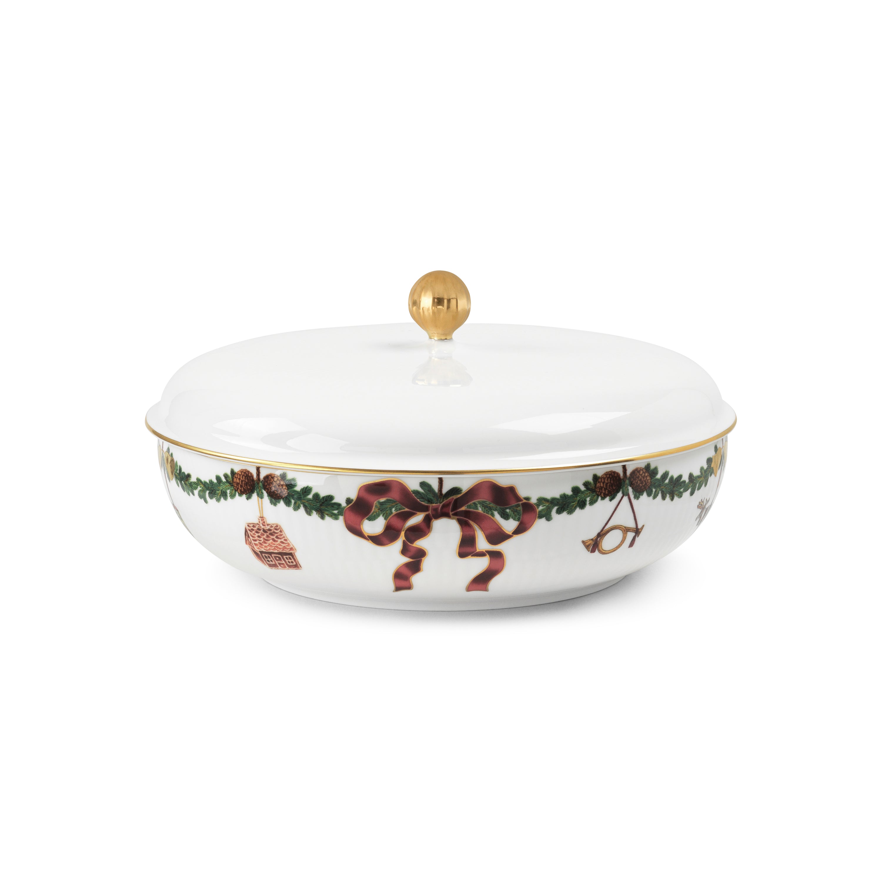 Royal Copenhagen Star Fluted Christmas Serving Bowl With Lid, 21 Cm