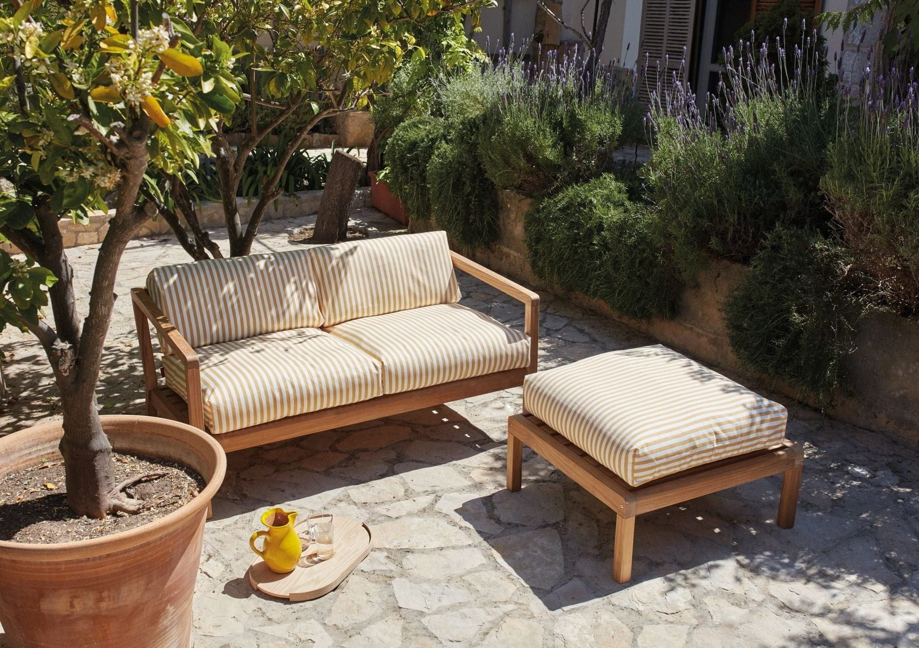 Skagerak Virkelyst Pouf, Golden Yellow Stripe