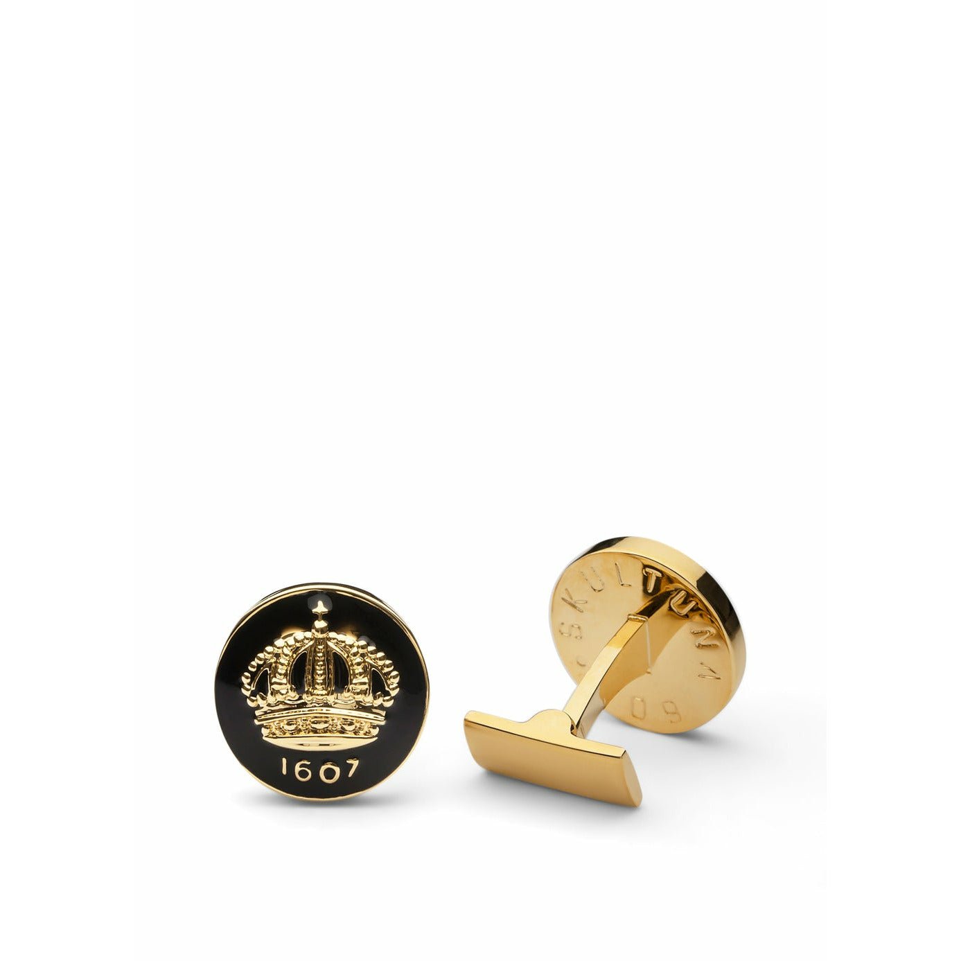 Skultuna Crown Gold Cufflink ø1,7 Cm, Baroque Black