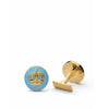 Skultuna Crown Gold Cufflink ø1,7 Cm, Light Blue