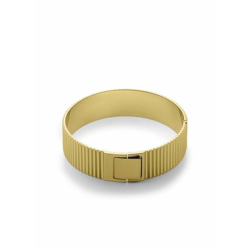 Skultuna Ribbed Clasp Bangle, Gold Plated