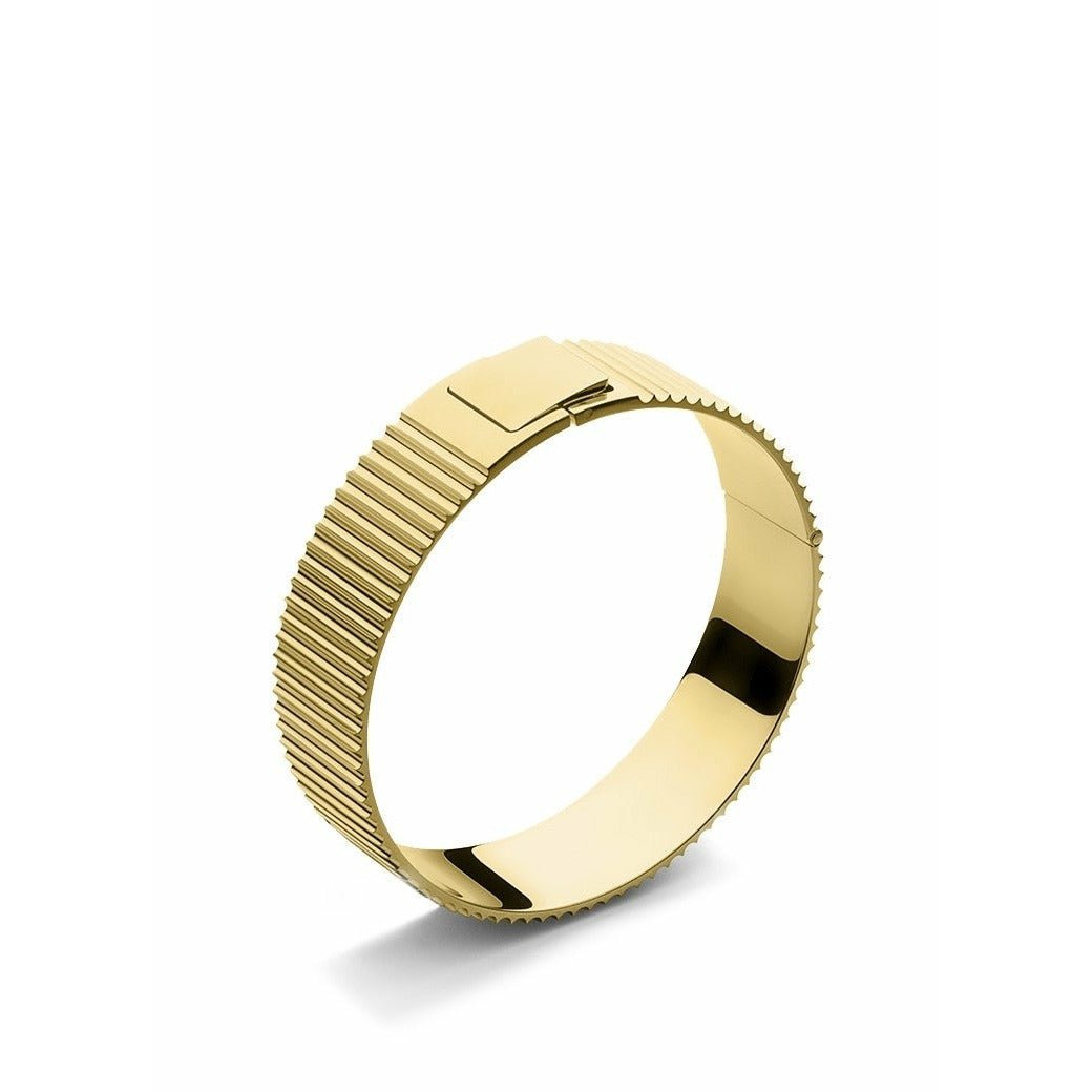 Skultuna Ribbed Clasp Bangle, Gold Plated