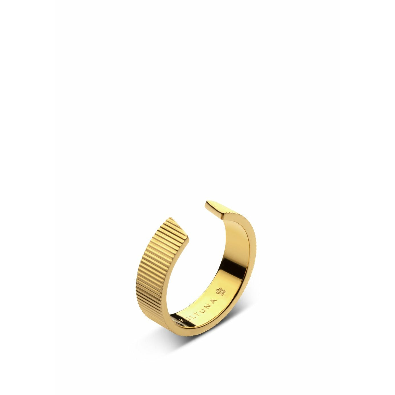 Skultuna Ribbed Ring Wide Small 316 L Steel Gold Plated, ø1,6 Cm