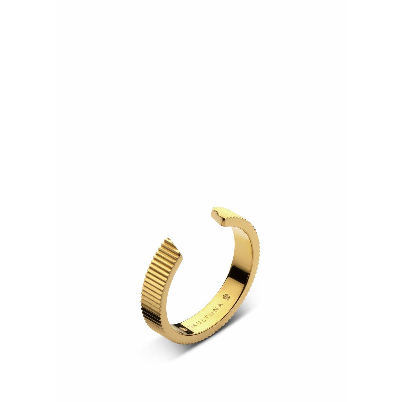 Skultuna Ribbed Ring Medium 316 L Steel Gold Plated, ø1,73 Cm