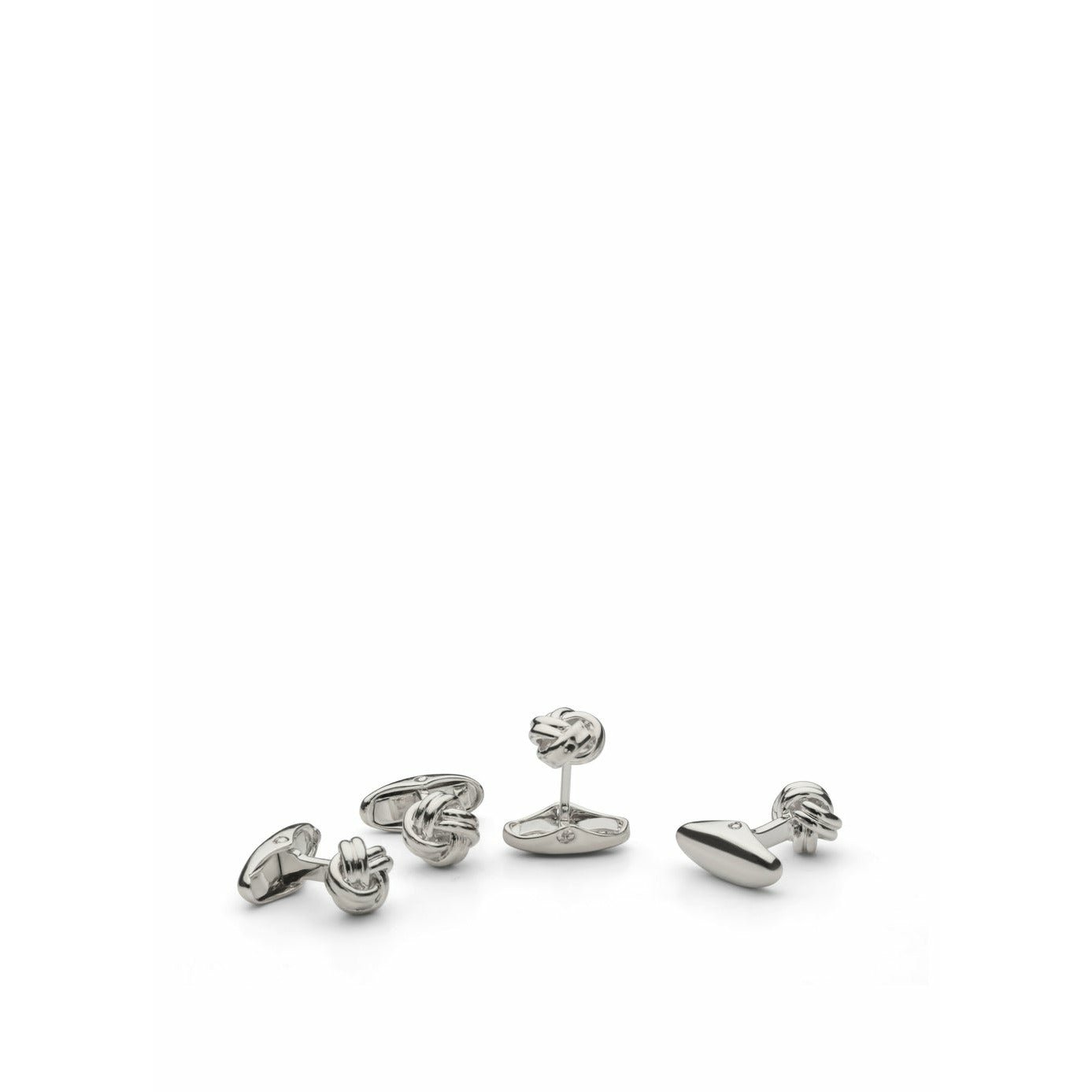 Skultuna Shirt Studs Knot Cufflink, Silver Plated