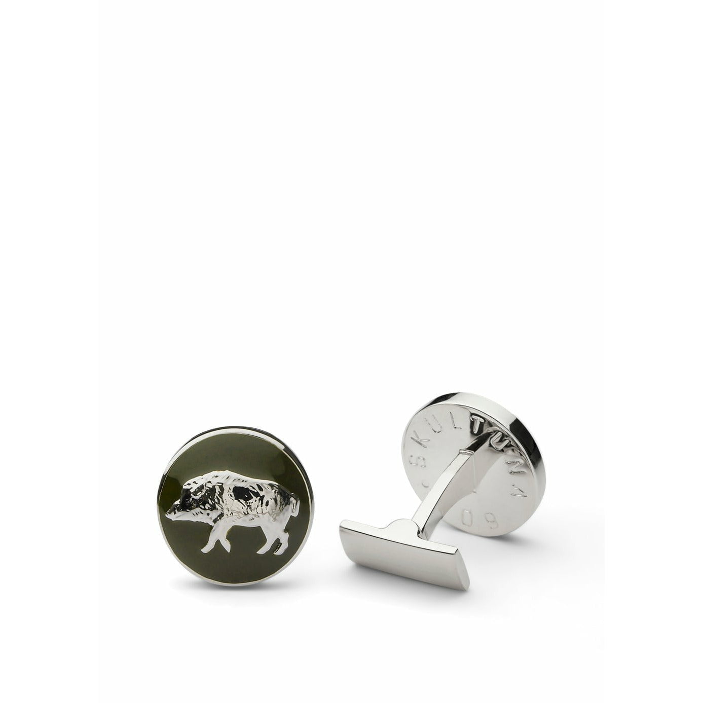 Skultuna The Hunter Cufflink The Wild Boar Silver Plated Brass, ø1,7 Cm