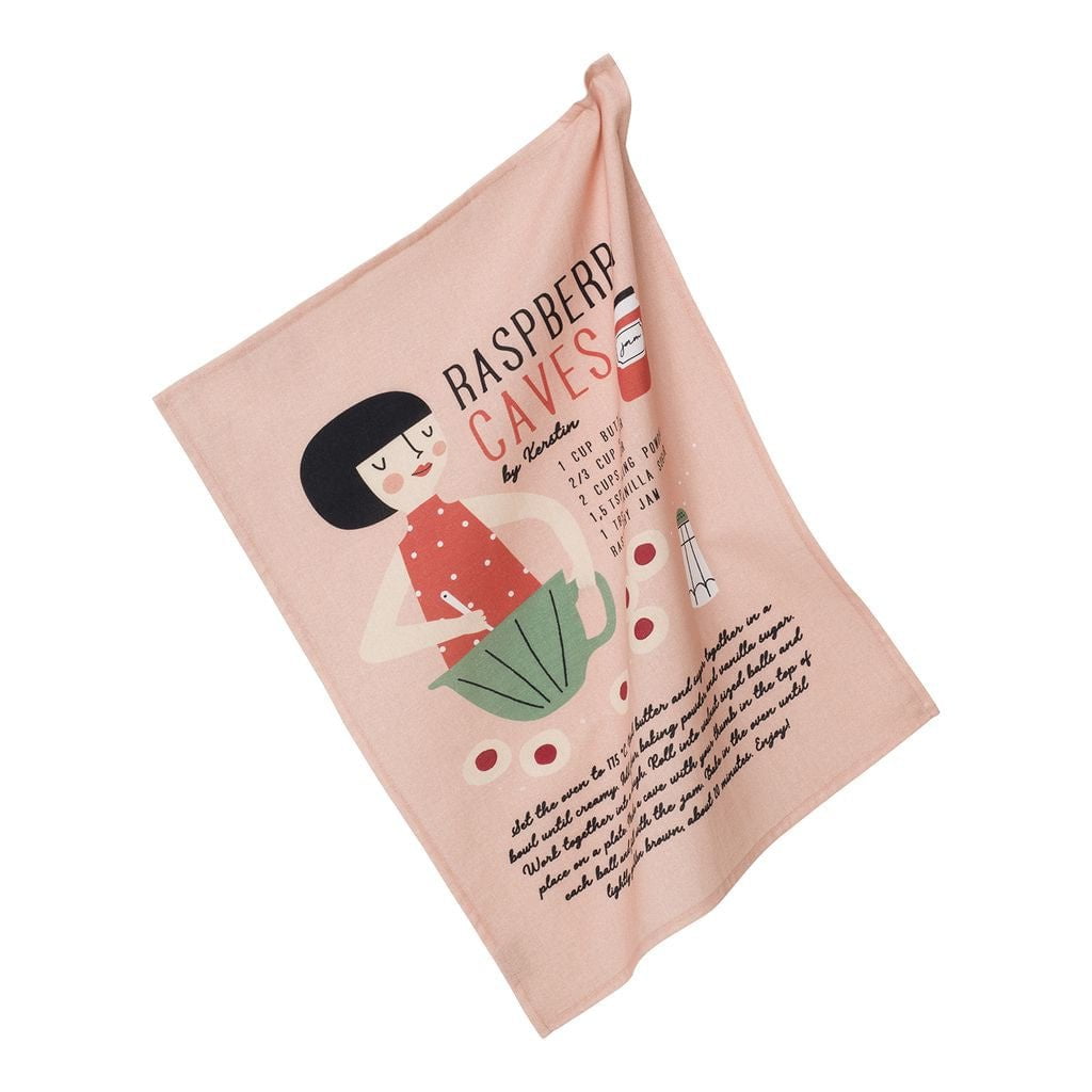 Spira Kompis Tea Towel Kerstin Raspberry Caves, 47x65 Cm