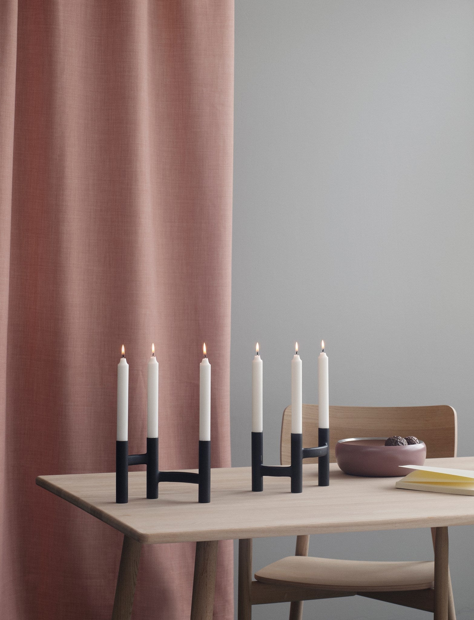 Stelton Ora Candlestick Three Armed, Black