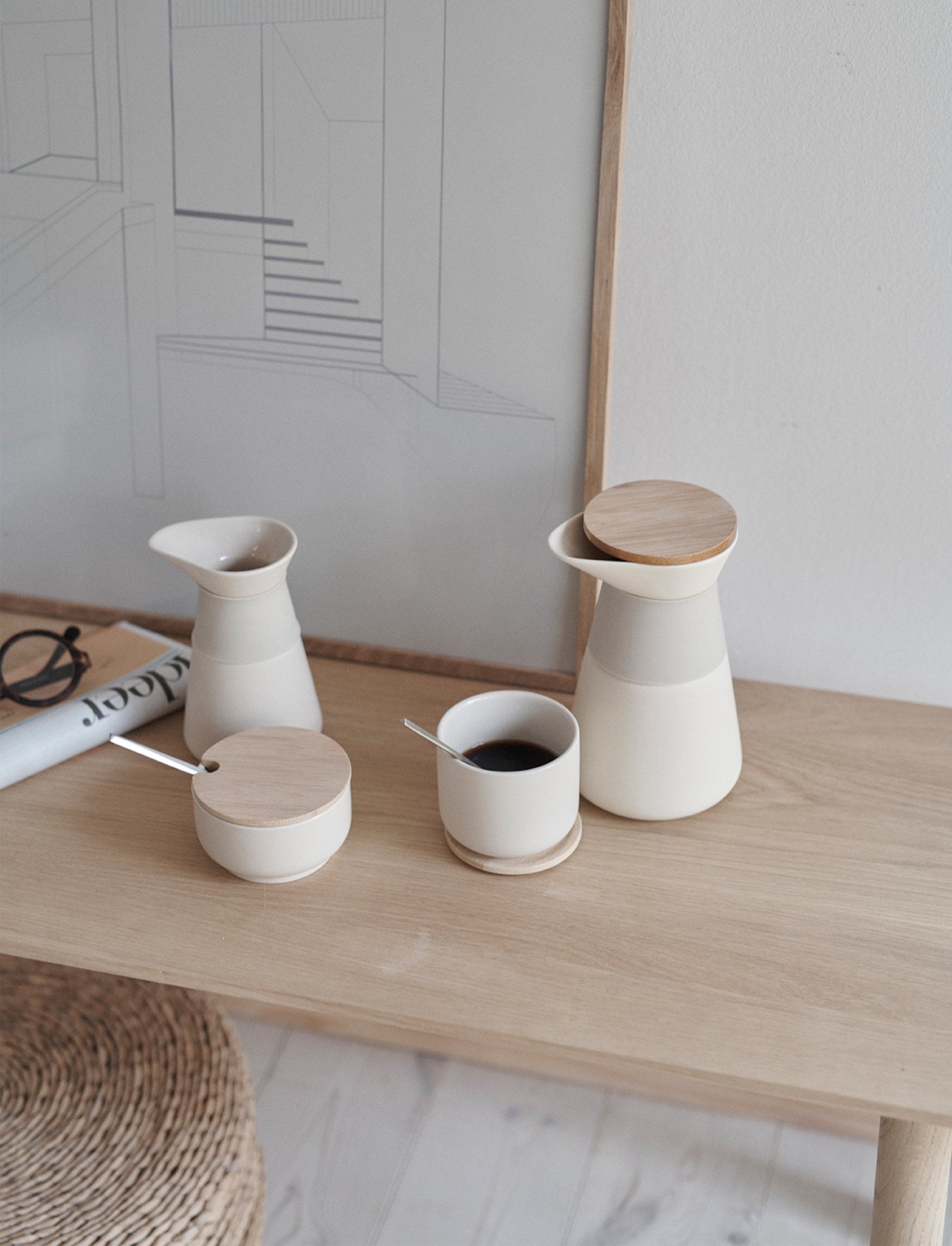 Stelton Theo Mug With Coaster 0,2 L, Sand