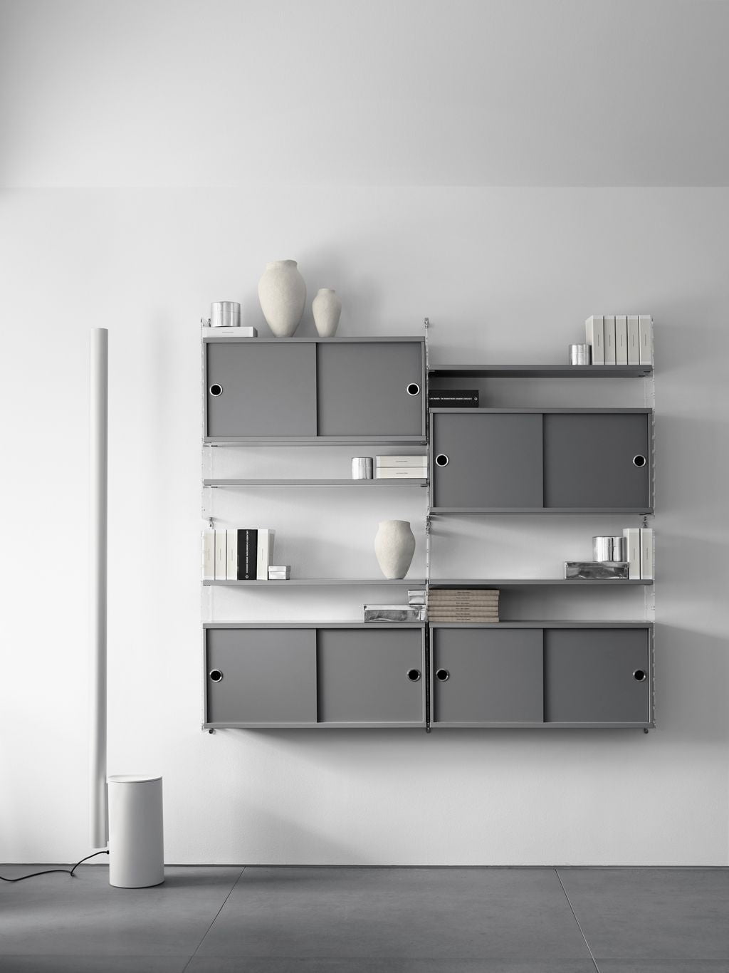 String Furniture String System Wooden Shelf 30x78 Cm Grey, Set Of 3