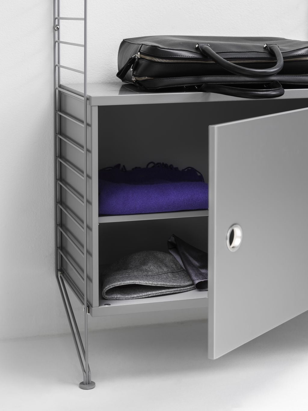 String Furniture String System Cabinet With Swinging Door, Grey