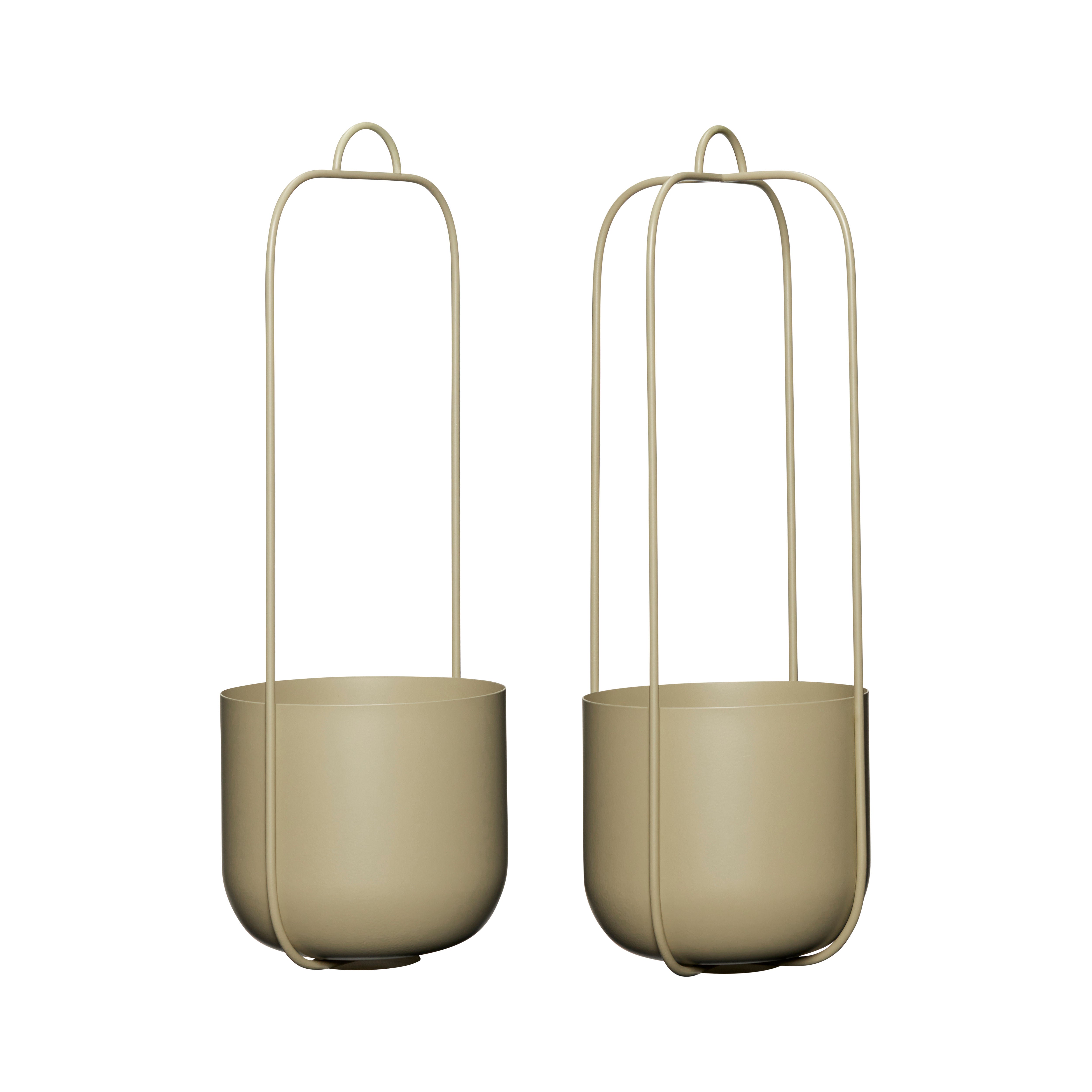 Hübsch Lotus Hanging Pots Khaki (Set Of 2)