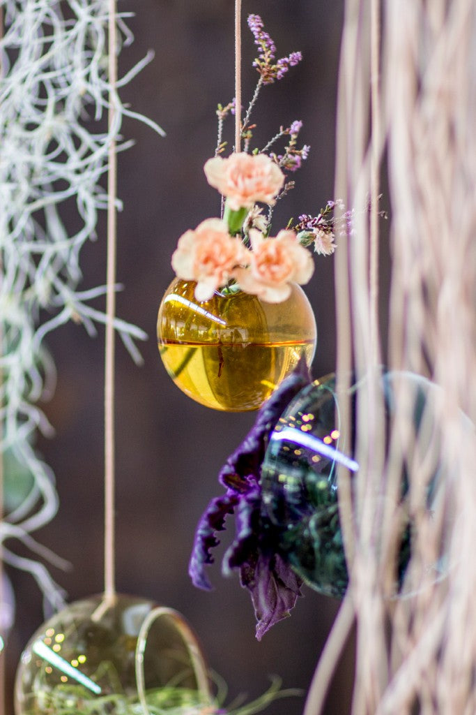 Studio About Hanging Flower Bubble Vase Small, Amber